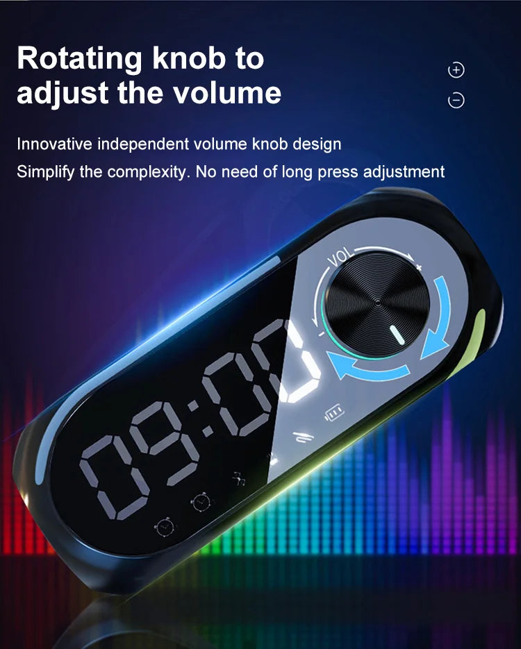 Portable Bluetooth Speaker Alarm Clock Radio FM Subwoofer Sound Box Music Wireless Mini Woofers Bocina Lamp Column Caixa De Som