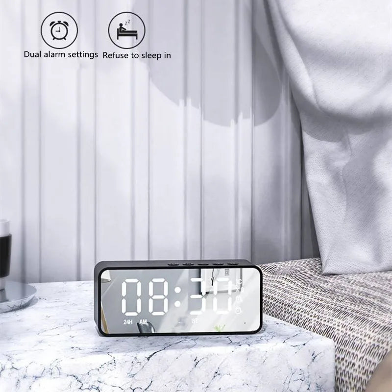 Portable Bluetooth Speaker Alarm Clock Radio FM Subwoofer Sound Box Music Wireless Mini Woofers Bocina Lamp Column Caixa De Som