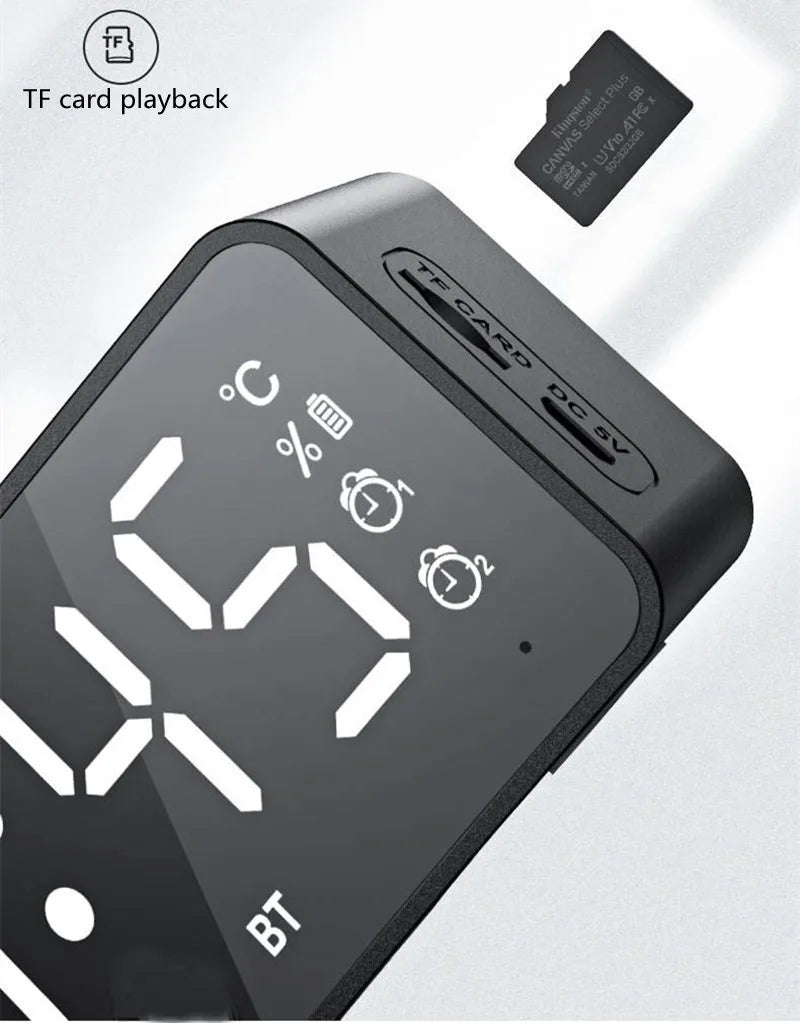 Portable Bluetooth Speaker Alarm Clock Radio FM Subwoofer Sound Box Music Wireless Mini Woofers Bocina Lamp Column Caixa De Som