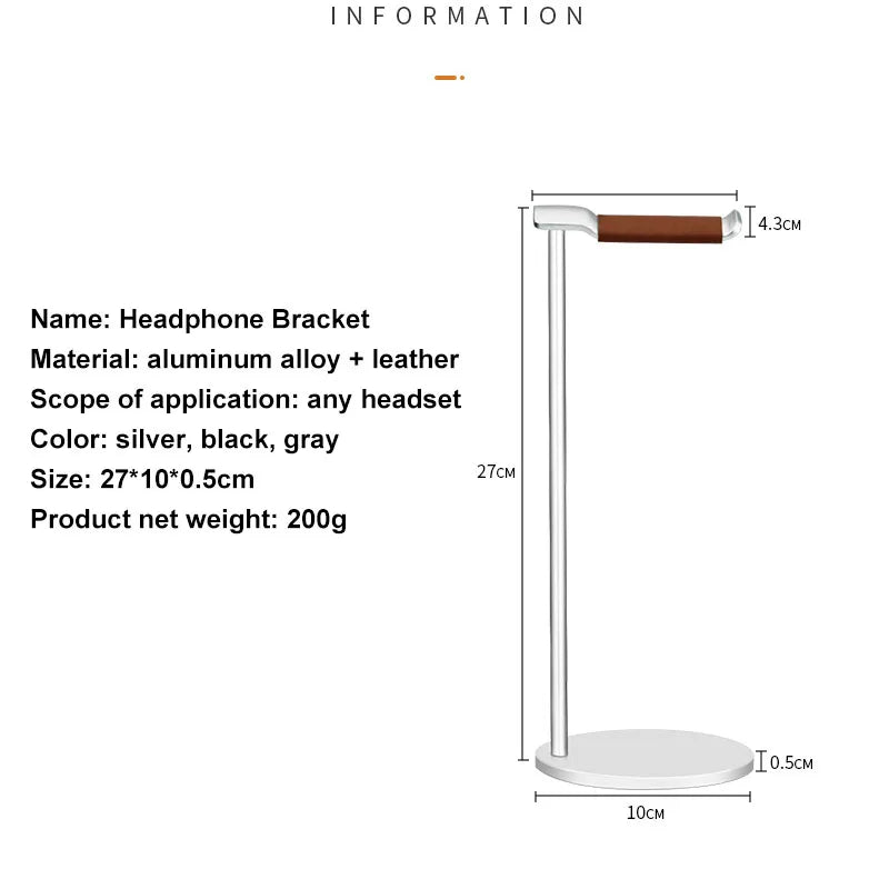 Curved Aluminum Headphone Stand Rack Sturdy Metal Gaming Headset Earphone Holder Hanger with Solid Base for Table Desk Display