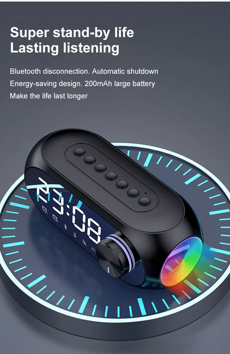 Portable Bluetooth Speaker Alarm Clock Radio FM Subwoofer Sound Box Music Wireless Mini Woofers Bocina Lamp Column Caixa De Som