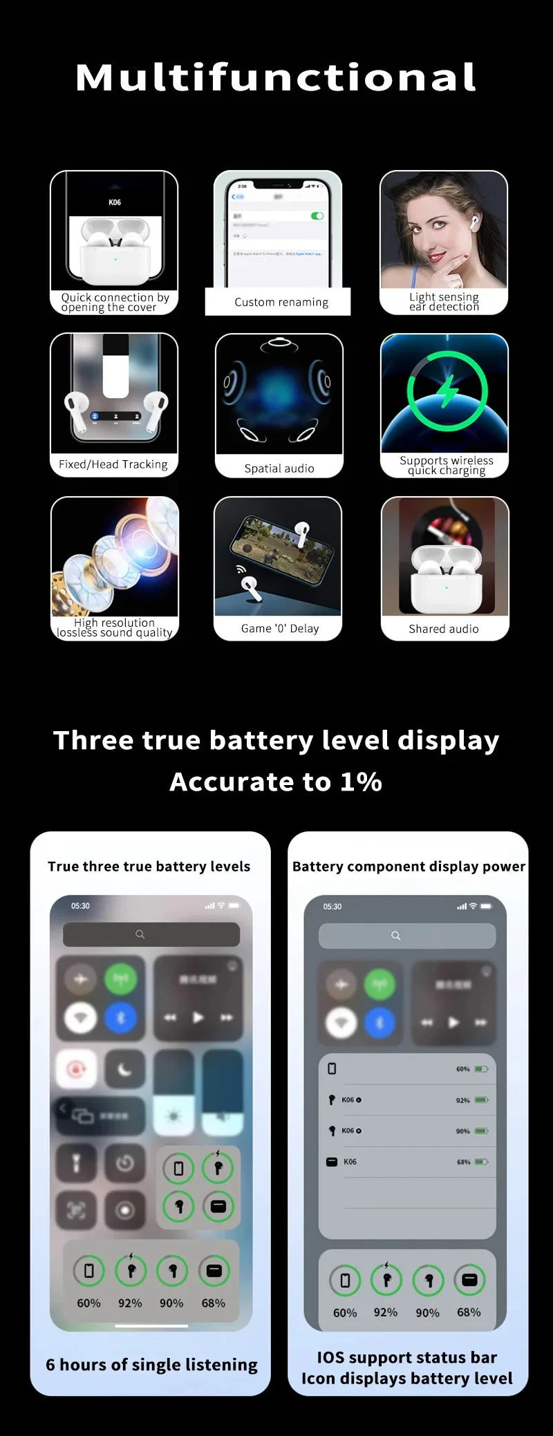 TWS Wireless Earphones Bluetooth 5.3 Headphones Sport Headset Touch Control Music Earbuds For xiaomi Android IOS Windows