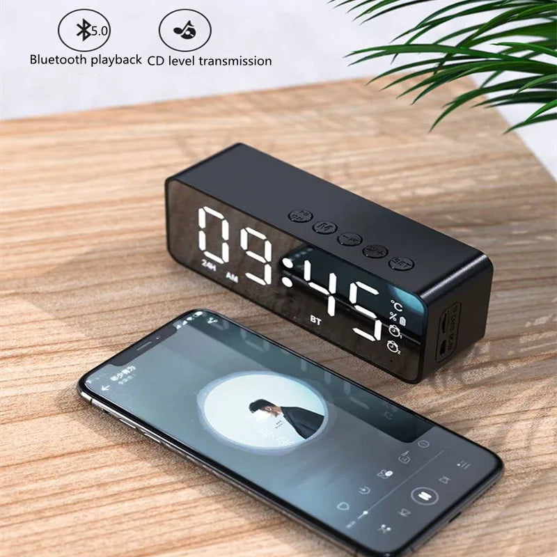 Portable Bluetooth Speaker Alarm Clock Radio FM Subwoofer Sound Box Music Wireless Mini Woofers Bocina Lamp Column Caixa De Som
