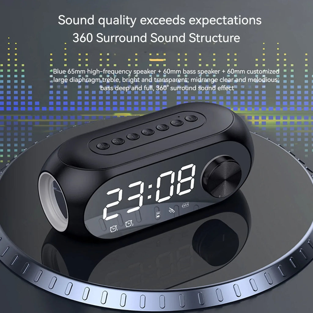 Portable Bluetooth Speaker Alarm Clock Radio FM Subwoofer Sound Box Music Wireless Mini Woofers Bocina Lamp Column Caixa De Som