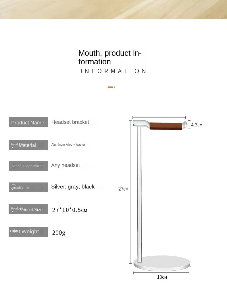 Curved Aluminum Headphone Stand Rack Sturdy Metal Gaming Headset Earphone Holder Hanger with Solid Base for Table Desk Display
