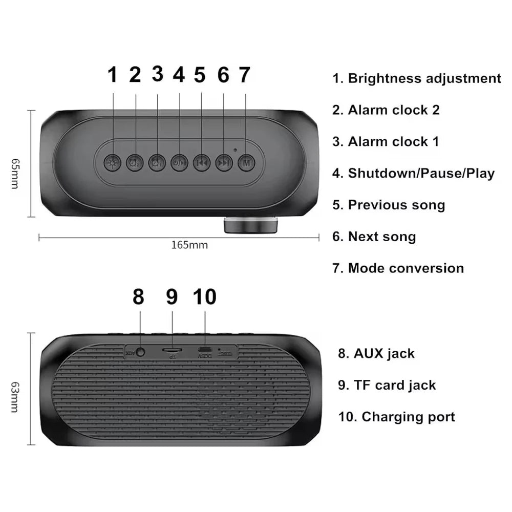 Portable Bluetooth Speaker Alarm Clock Radio FM Subwoofer Sound Box Music Wireless Mini Woofers Bocina Lamp Column Caixa De Som
