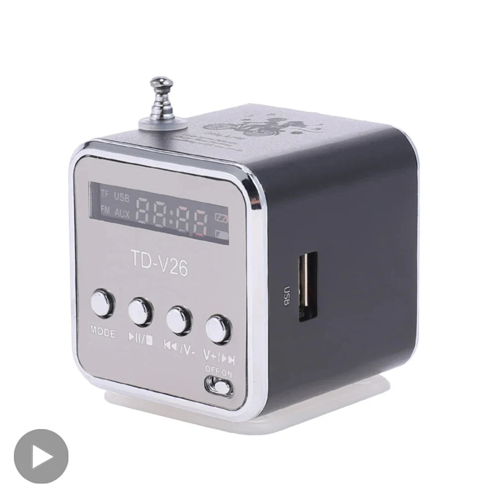 TD-V26 Portable Mini Bluetooth Speaker with Screen FM Radio MP3 Player Support TF Card for Laptop Phone