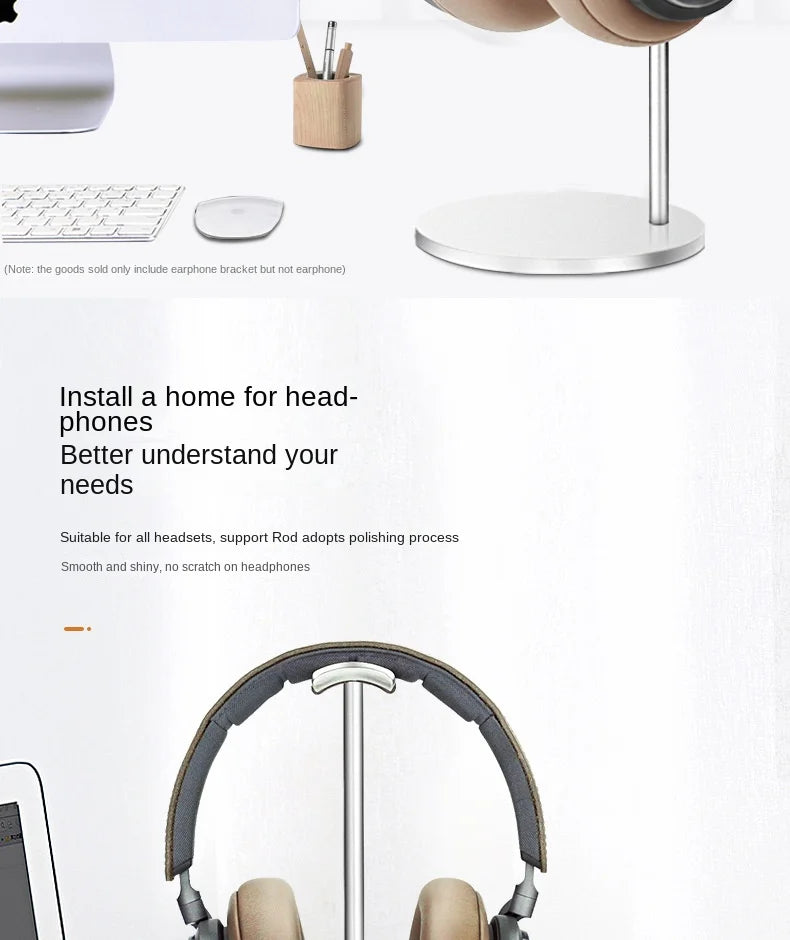 Curved Aluminum Headphone Stand Rack Sturdy Metal Gaming Headset Earphone Holder Hanger with Solid Base for Table Desk Display