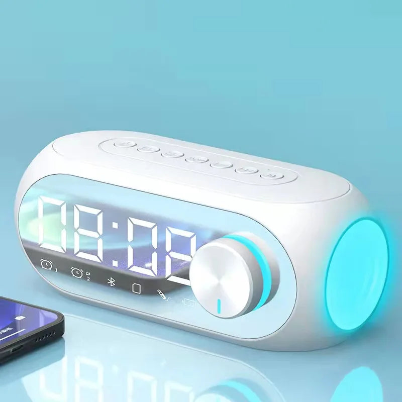 Portable Bluetooth Speaker Alarm Clock Radio FM Subwoofer Sound Box Music Wireless Mini Woofers Bocina Lamp Column Caixa De Som